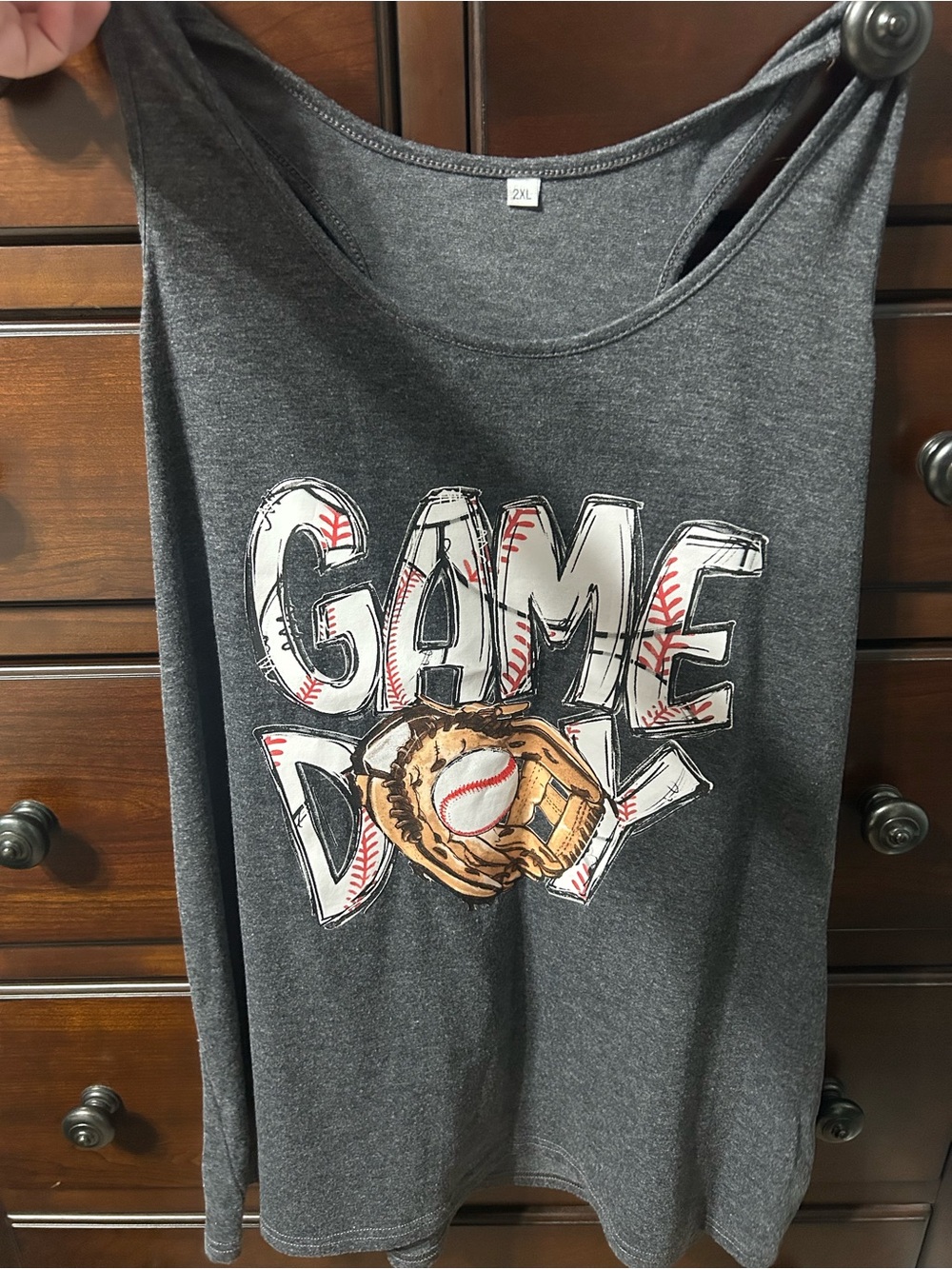ComfortFit Game Day Baseball Graphic Tank Top - Charcoal